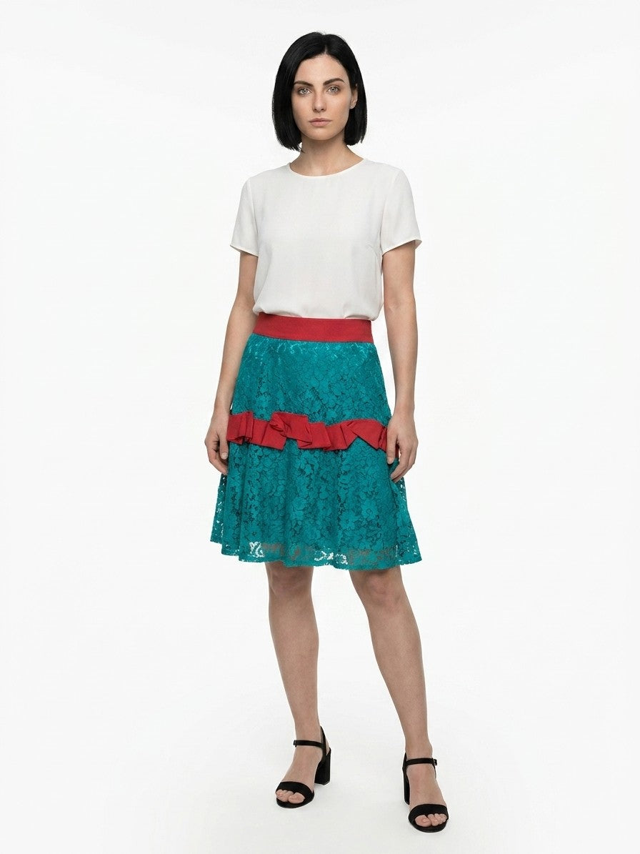 Dolce & Gabbana Bicolor Elastane Midi Skirt