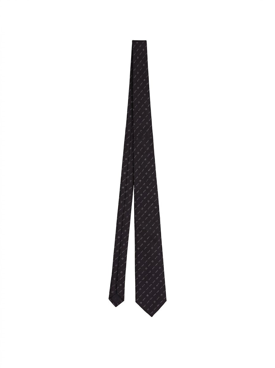 Givenchy Black And White Silk Tie