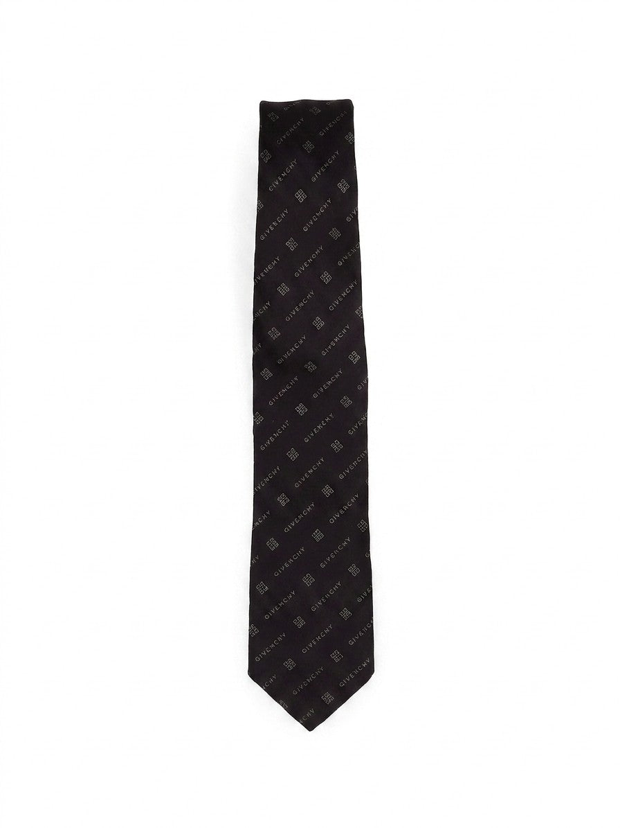 Givenchy Black And White Silk Tie