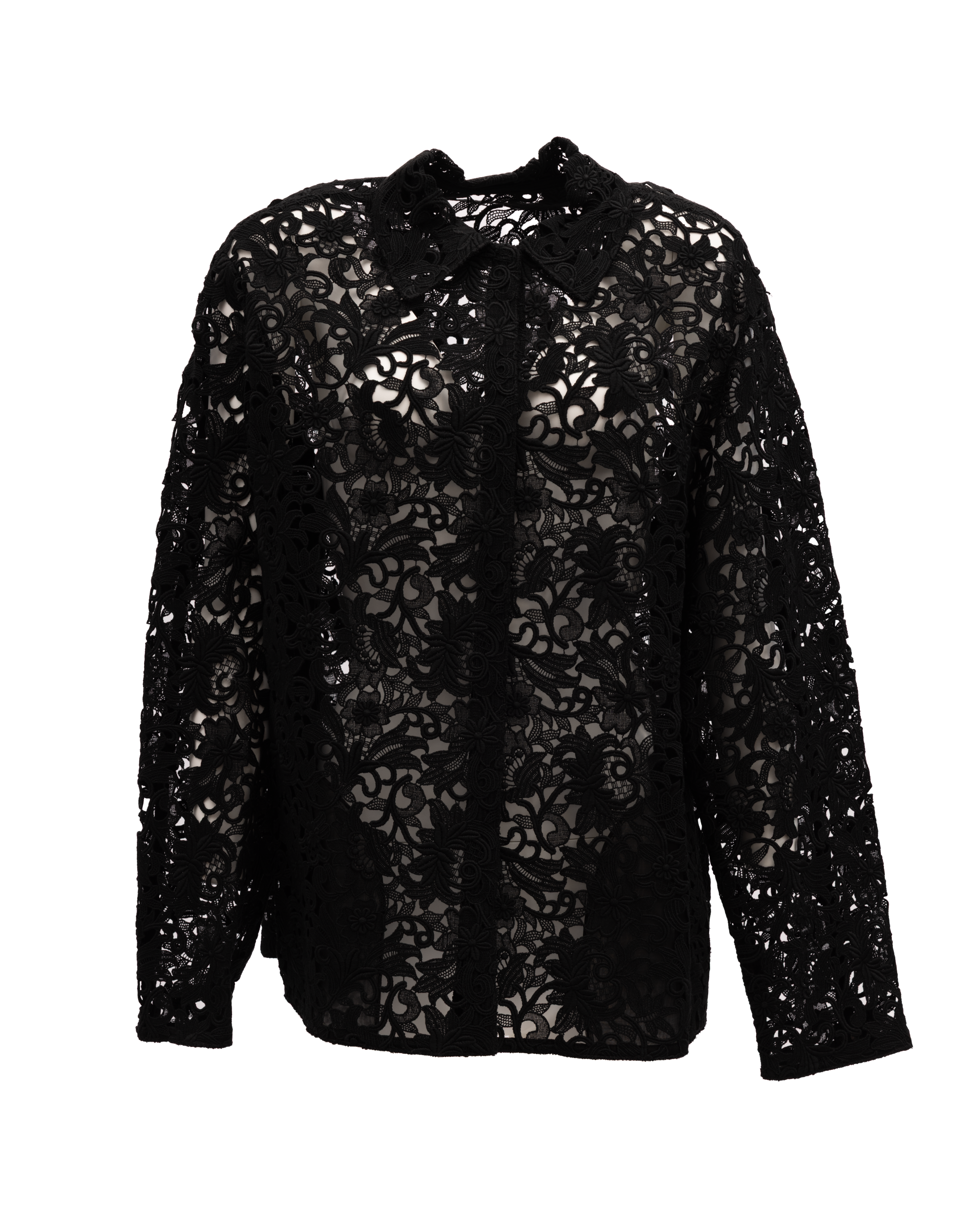 Valentino Garavani Black Floral Lace Shirt