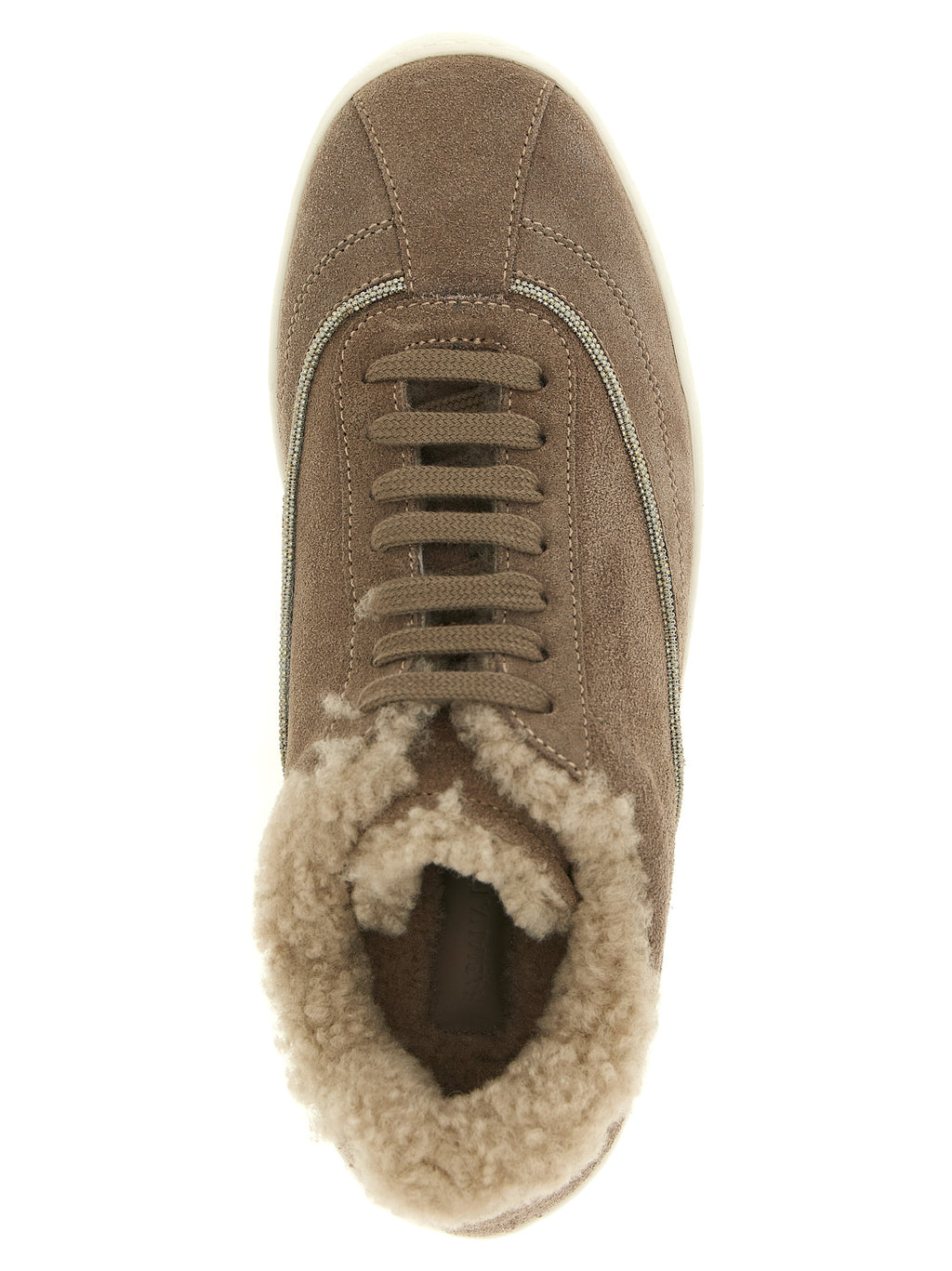 Fabiana Filippi Beige Suede Leather Low Top Sneakers