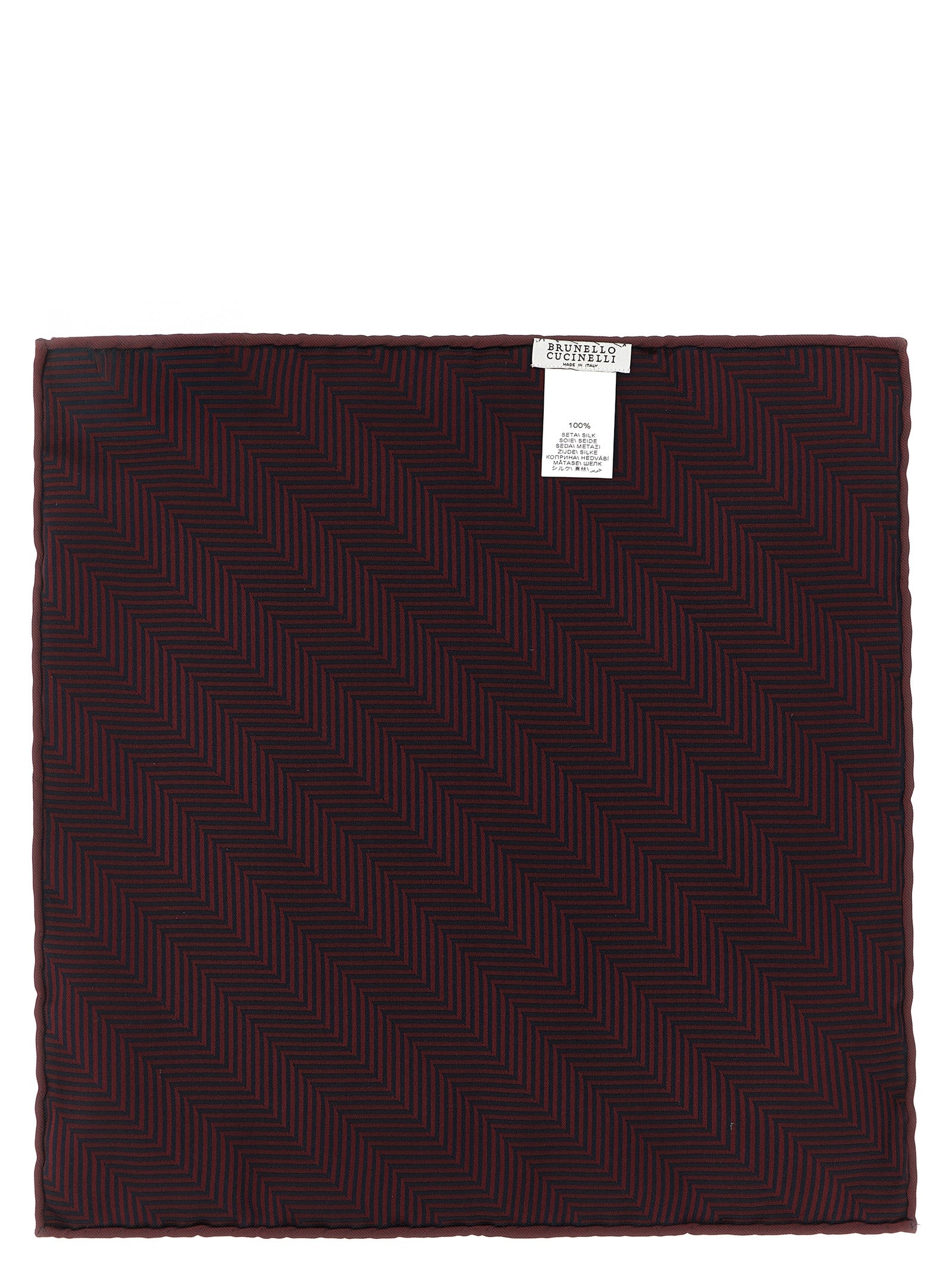 Brunello Cucinelli Bordeaux Silk Pocket Square