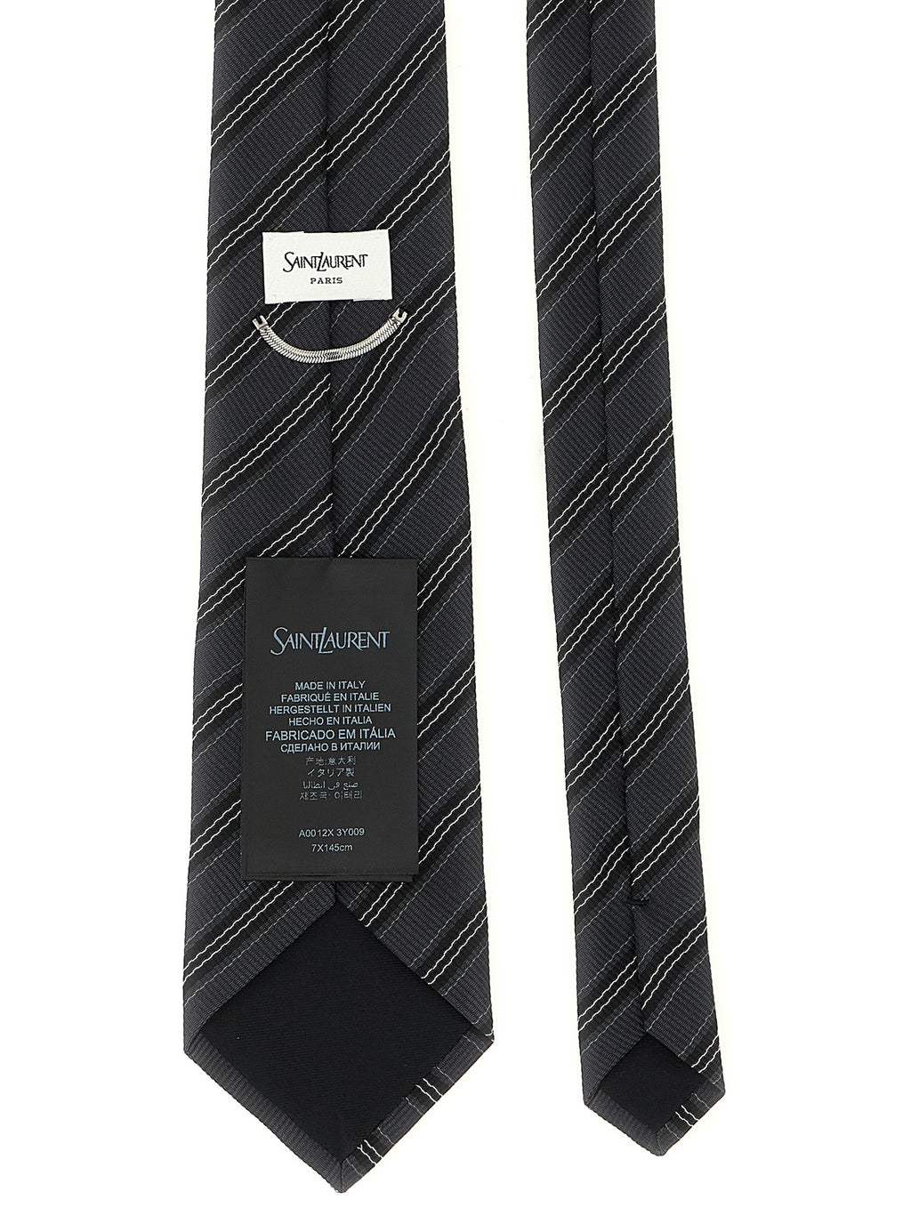 Saint Laurent Gray Silk Tie