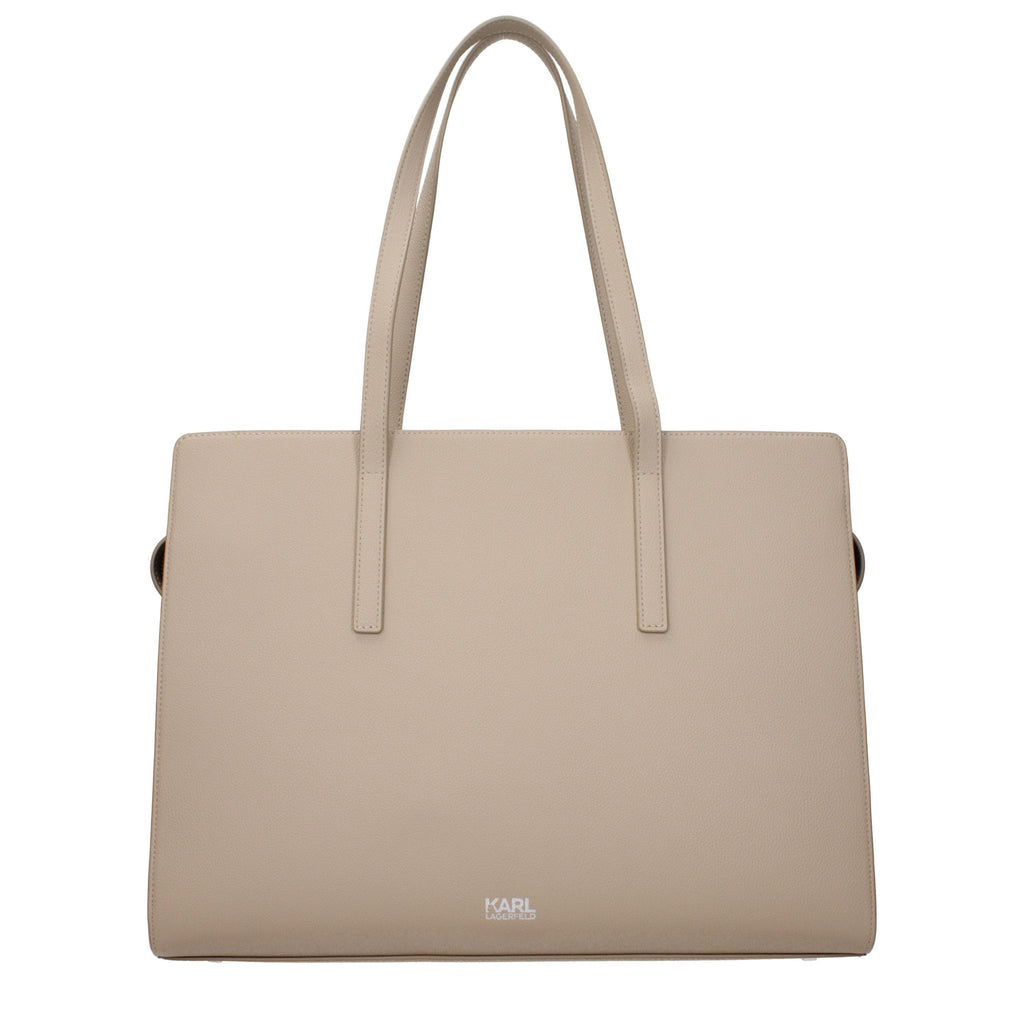 Karl Lagerfeld Beige Leather Shoulder Bag
