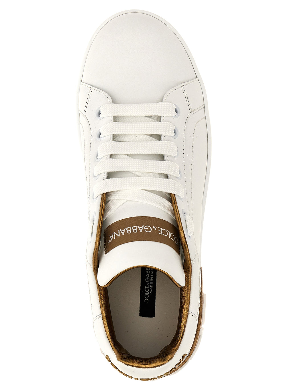Dolce & Gabbana Gold Calfskin Low Top Sneakers