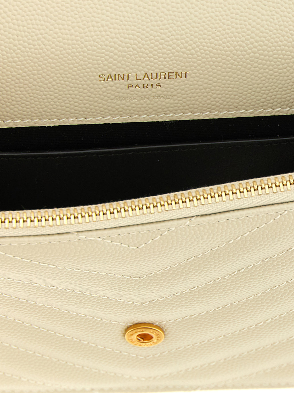 Saint Laurent White Calfskin Clutch Bag