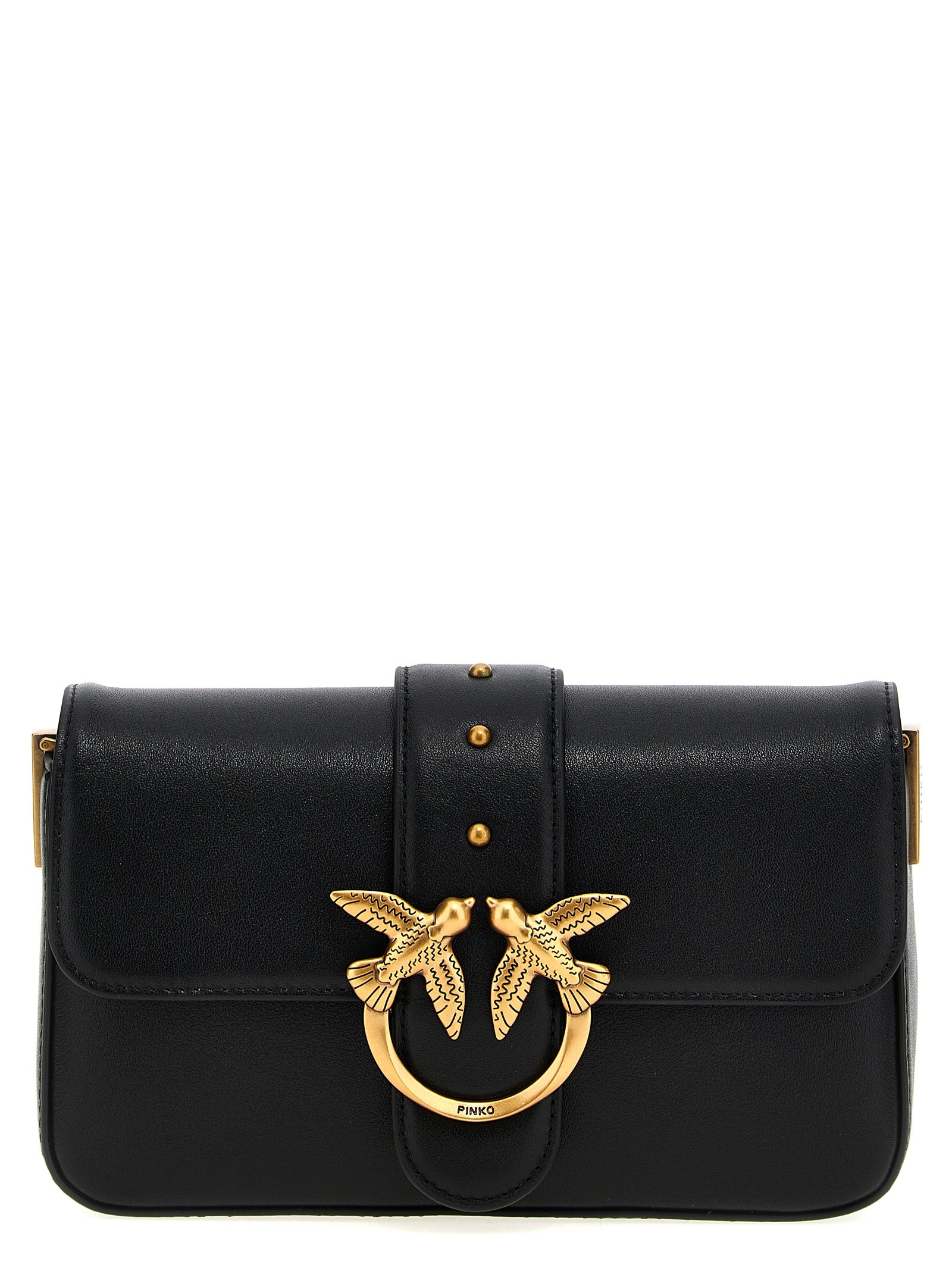 PINKO Black Calfskin Shoulder Bag