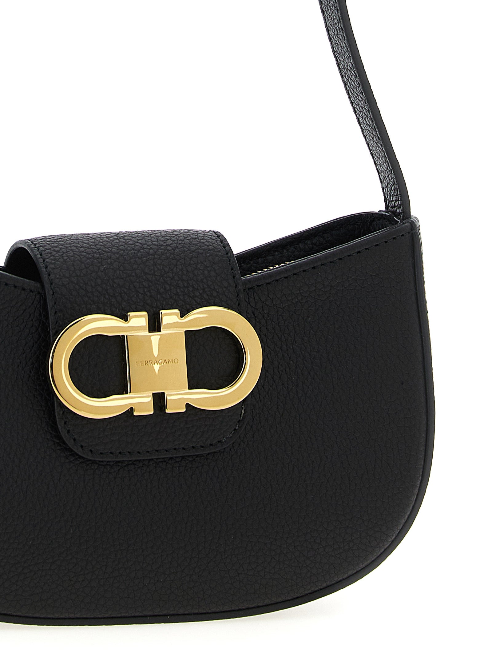 Ferragamo Black Calfskin Shoulder Bag