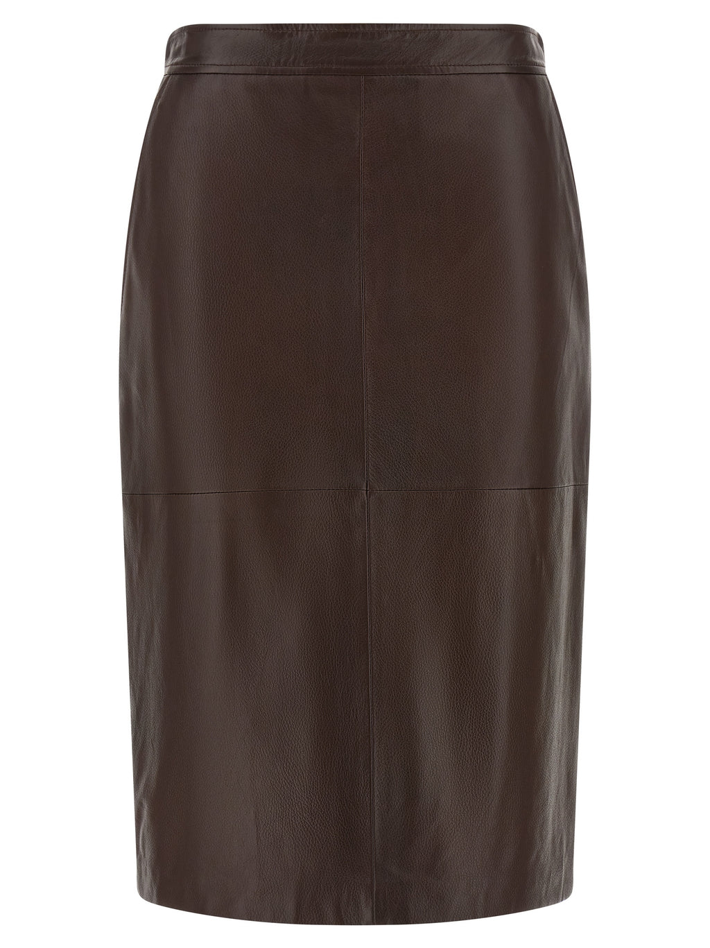 Max Mara Brown Lamb Leather Midi Skirt