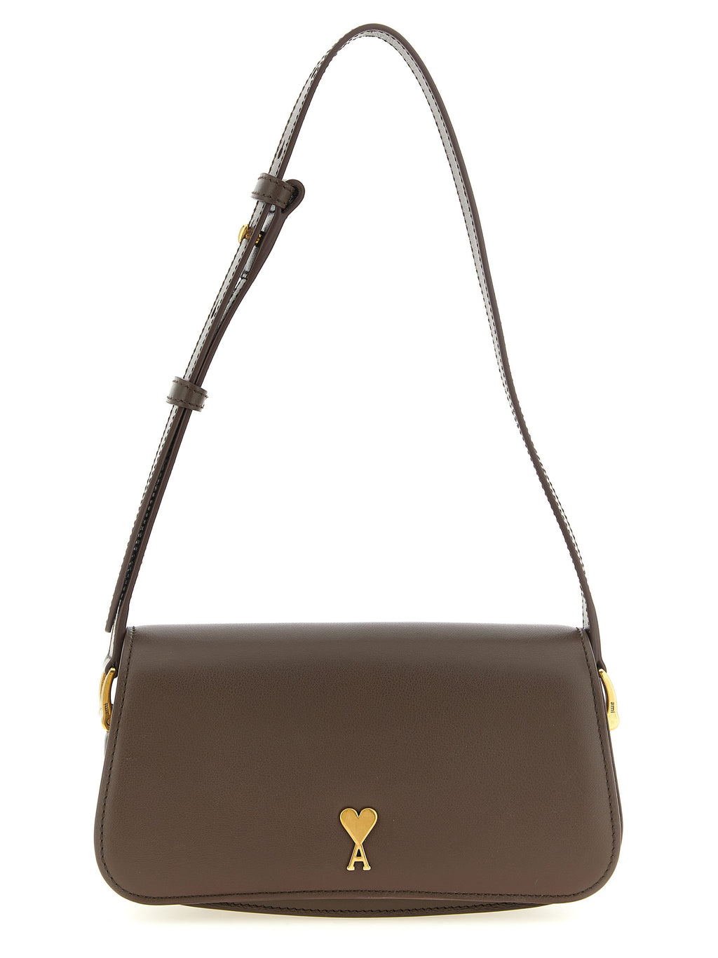 Ami Paris Brown Cowhide Shoulder Bag
