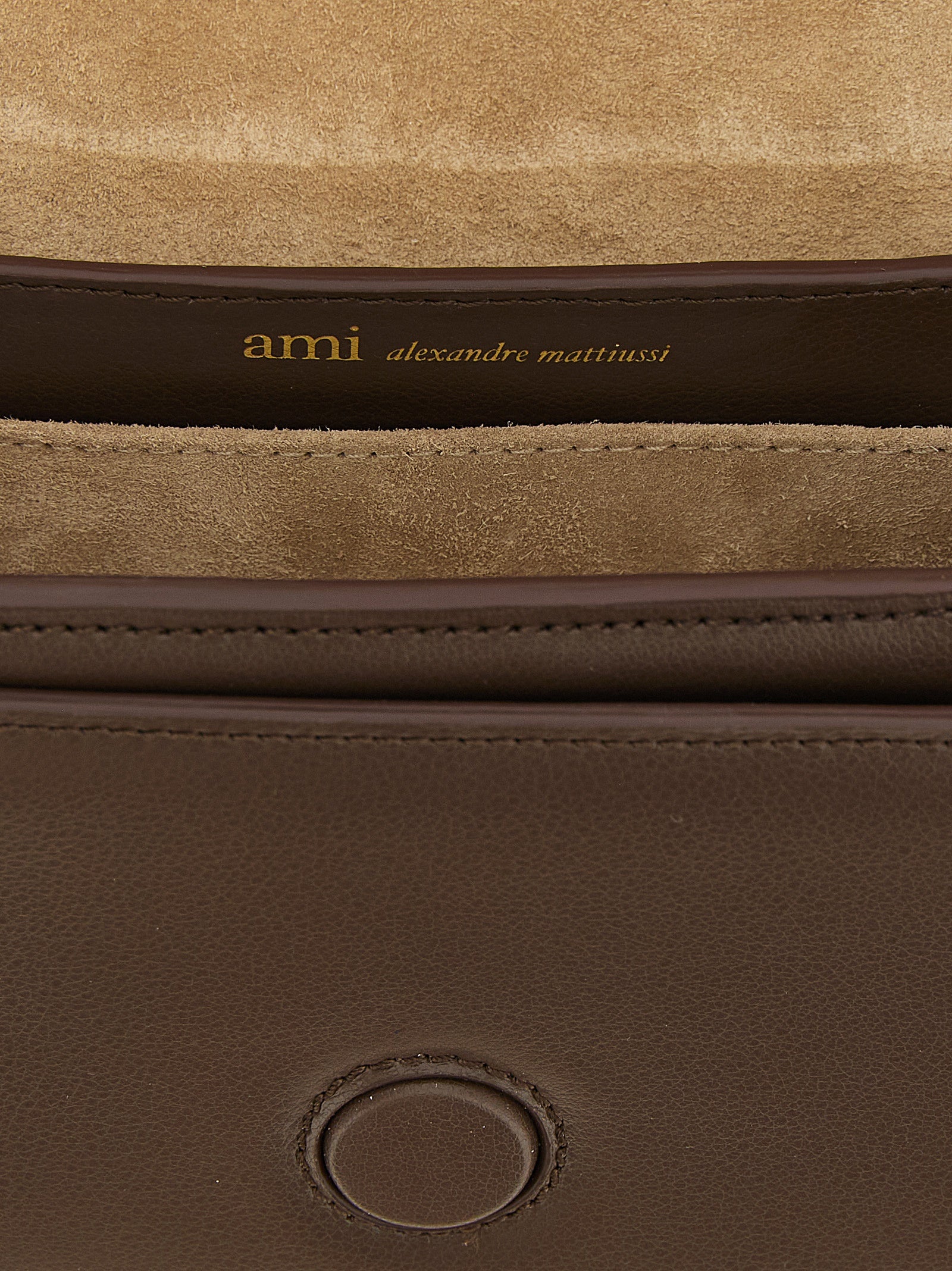 Ami Paris Brown Cowhide Shoulder Bag