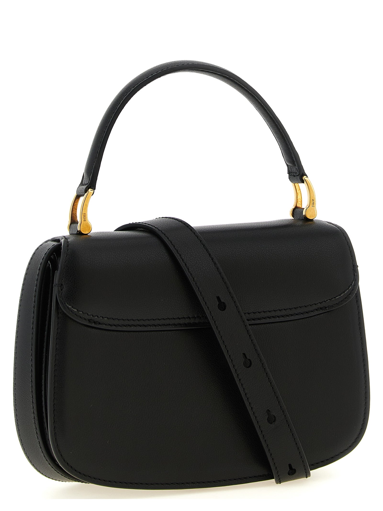 Ami Paris Black Cowhide Handbag
