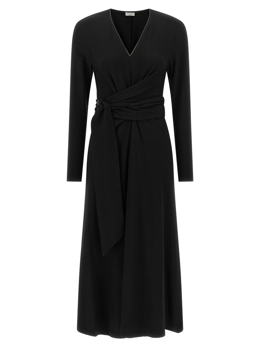 Brunello Cucinelli Black Virgin Wool Midi Dress