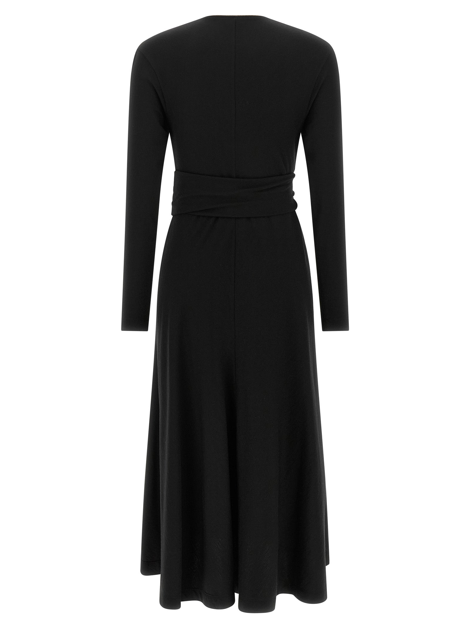 Brunello Cucinelli Black Virgin Wool Midi Dress