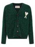 Ami Paris Bicolor Alpaca Leather Cardigan