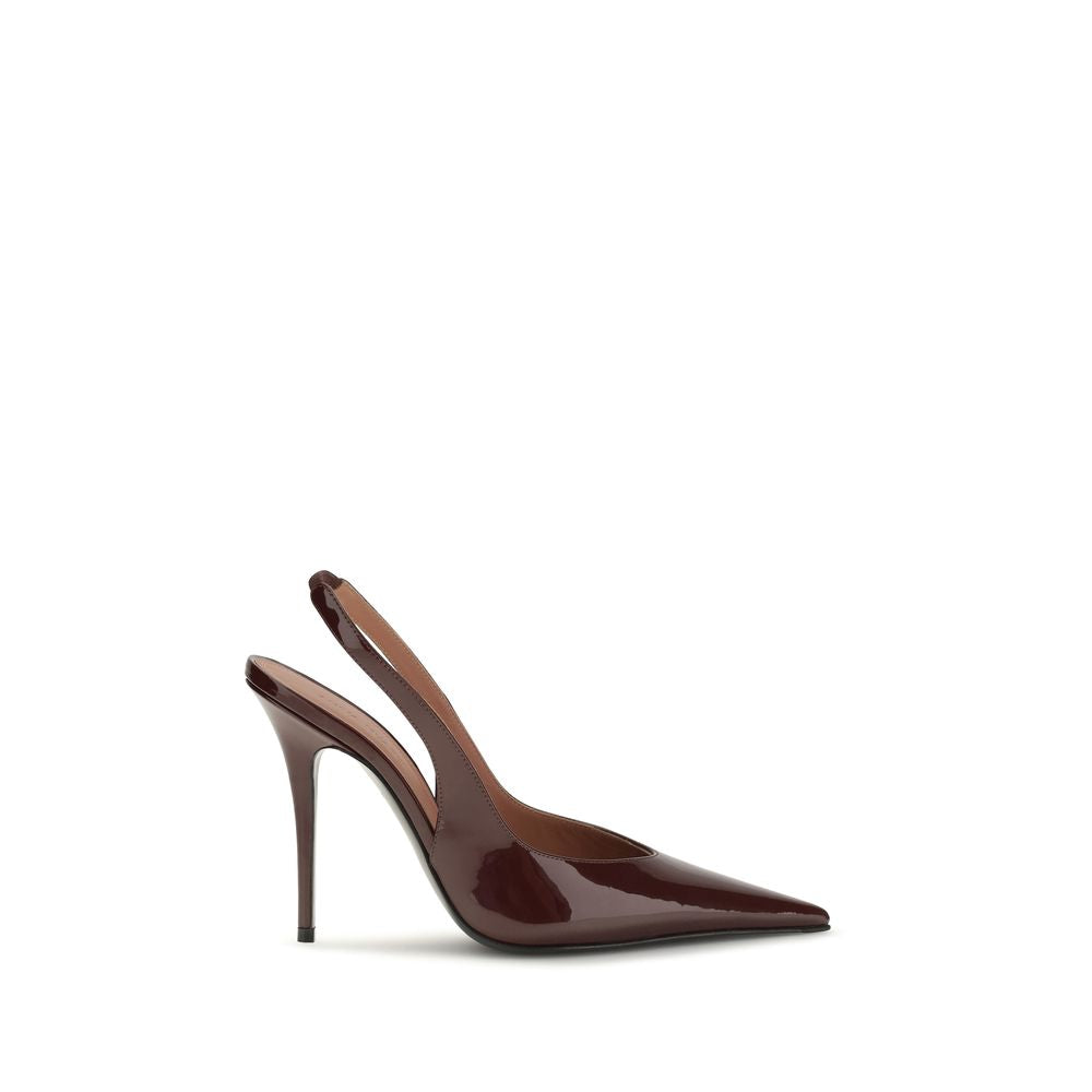 Amina Muaddi Bordeaux Calf Leather Bos Taurus Pumps