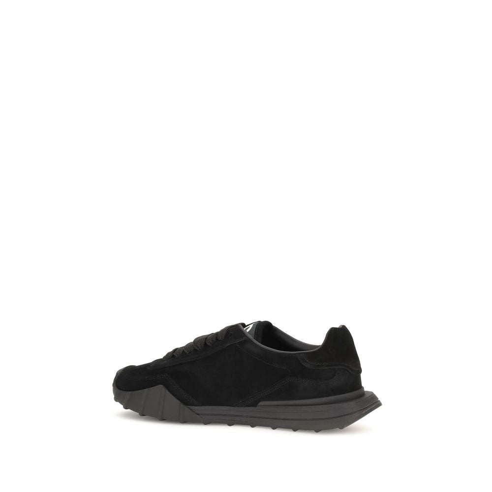 Dolce & Gabbana Black Calf Leather Bos Taurus Athletic Sneakers