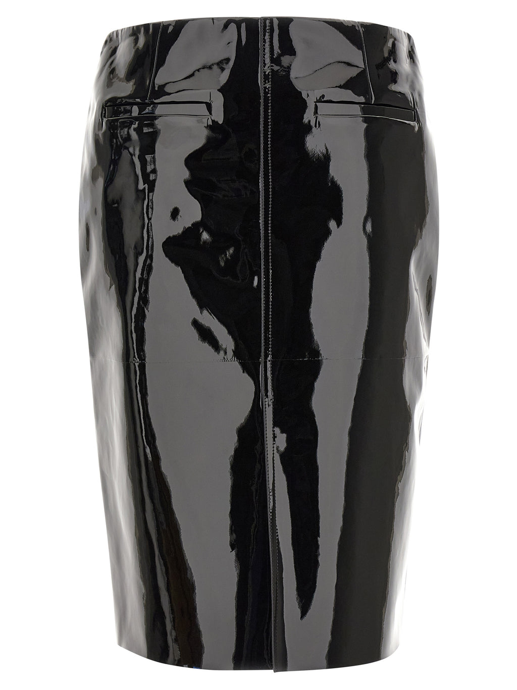 Ferragamo Black Lamb Leather Midi Skirt