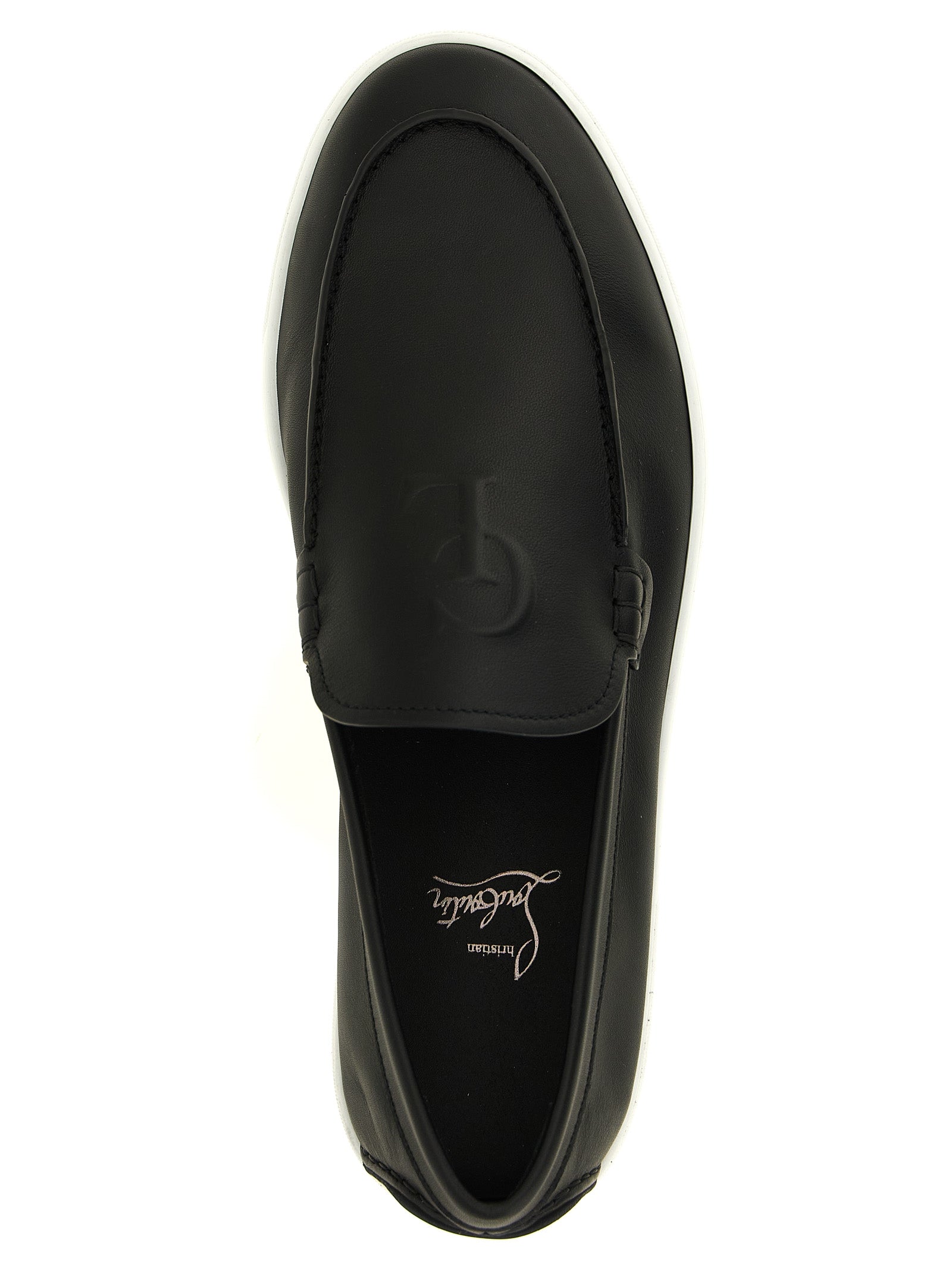 Christian Louboutin Black Calfskin Slip-On Loafers