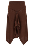 Lemaire Brown Wool Midi Skirt