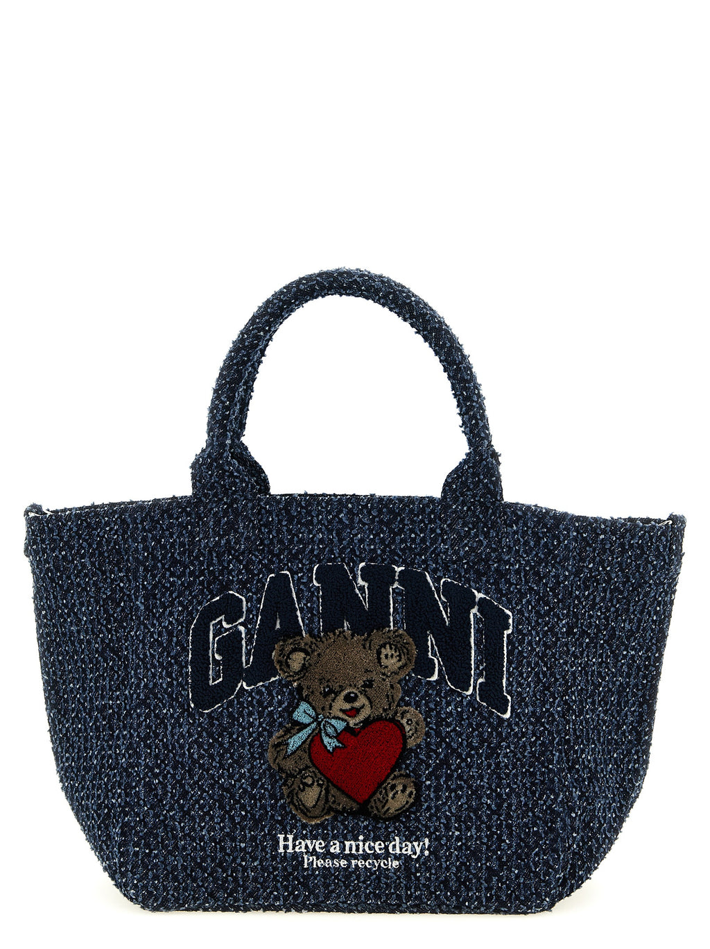 Ganni Blue Organic Cotton Tote Bag