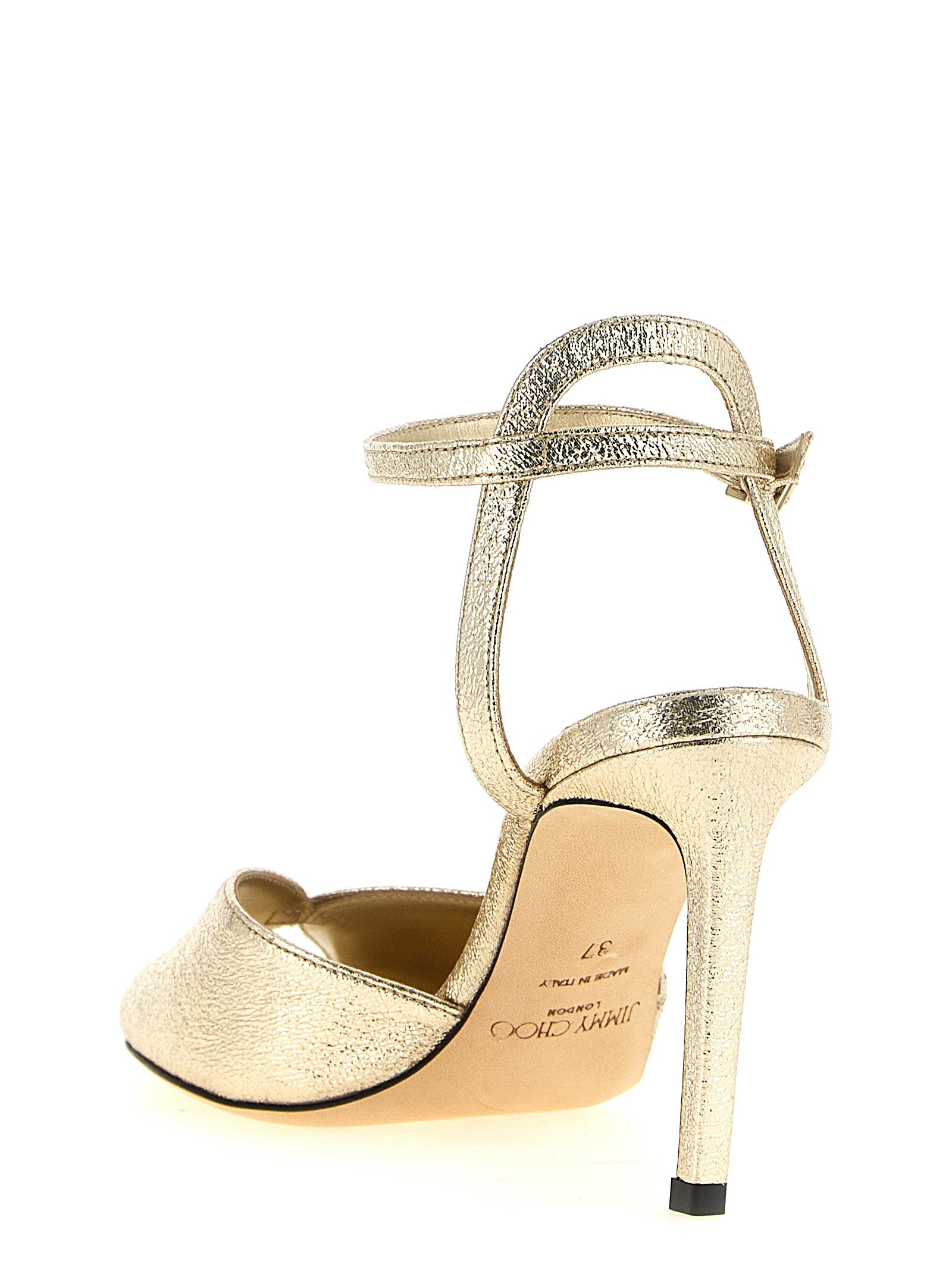 Jimmy Choo Gold Goatskin Stiletto Heel Sandals