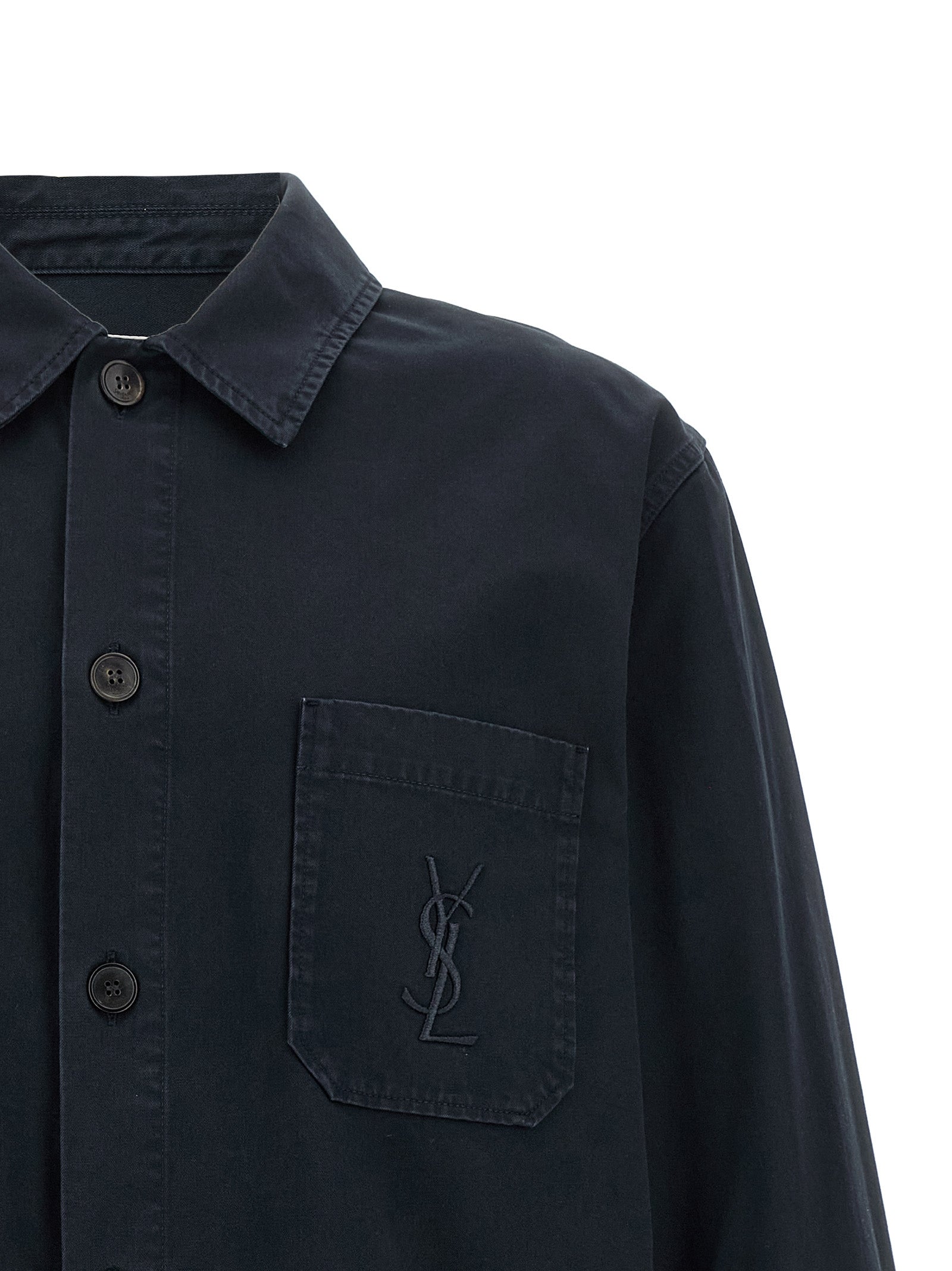 Saint Laurent Blue Cotton Blouse