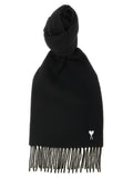 Ami Paris Black Wool Scarf