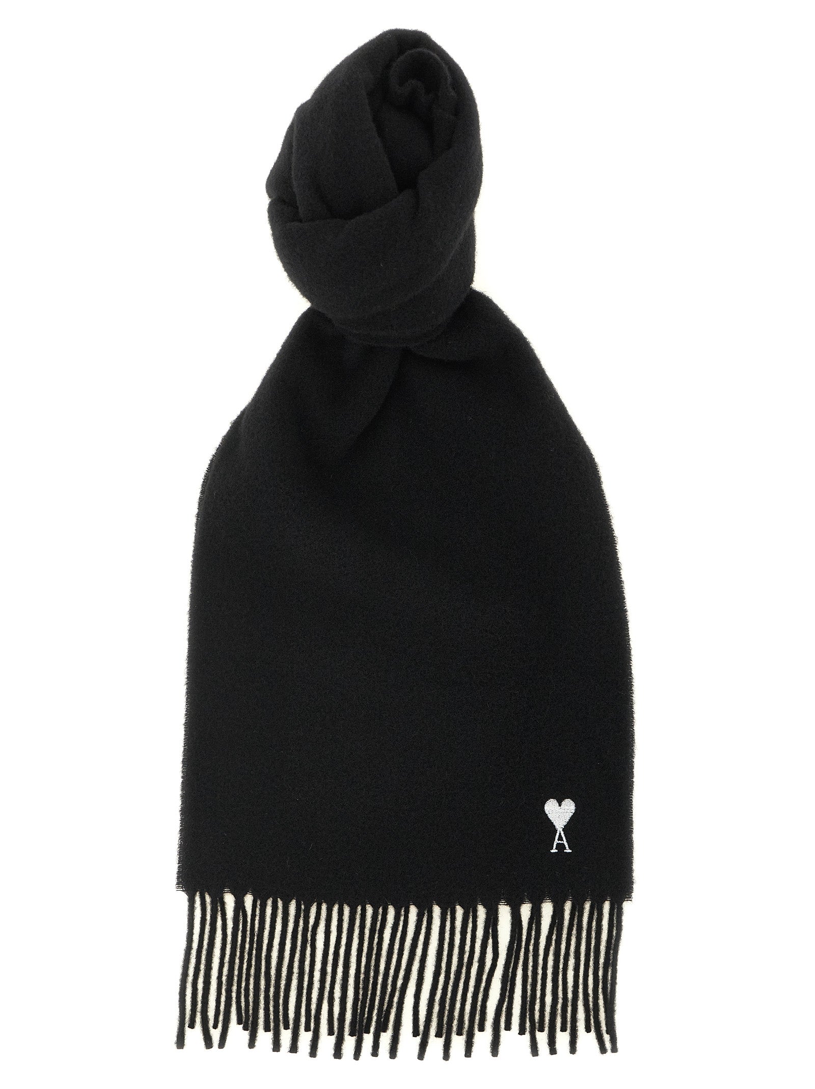 Ami Paris Black Wool Scarf