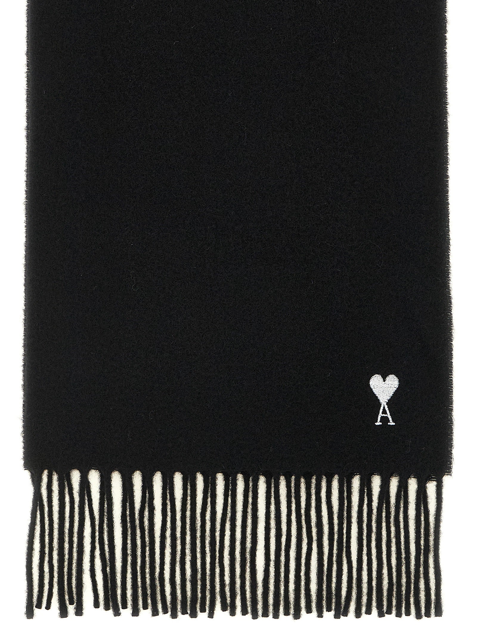 Ami Paris Black Wool Scarf