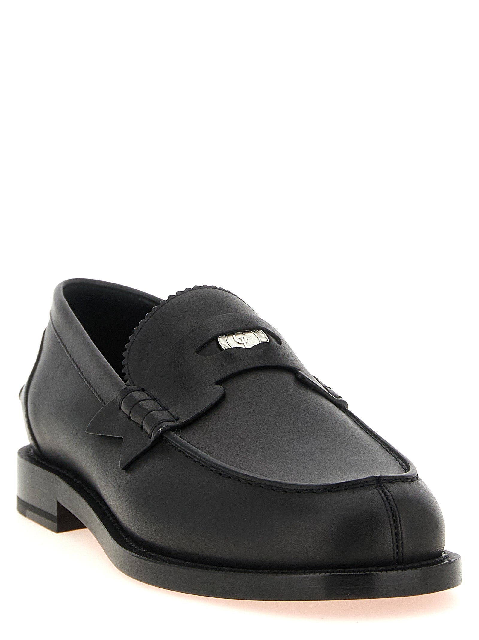 Christian Louboutin Black Calfskin Slip-On Loafers