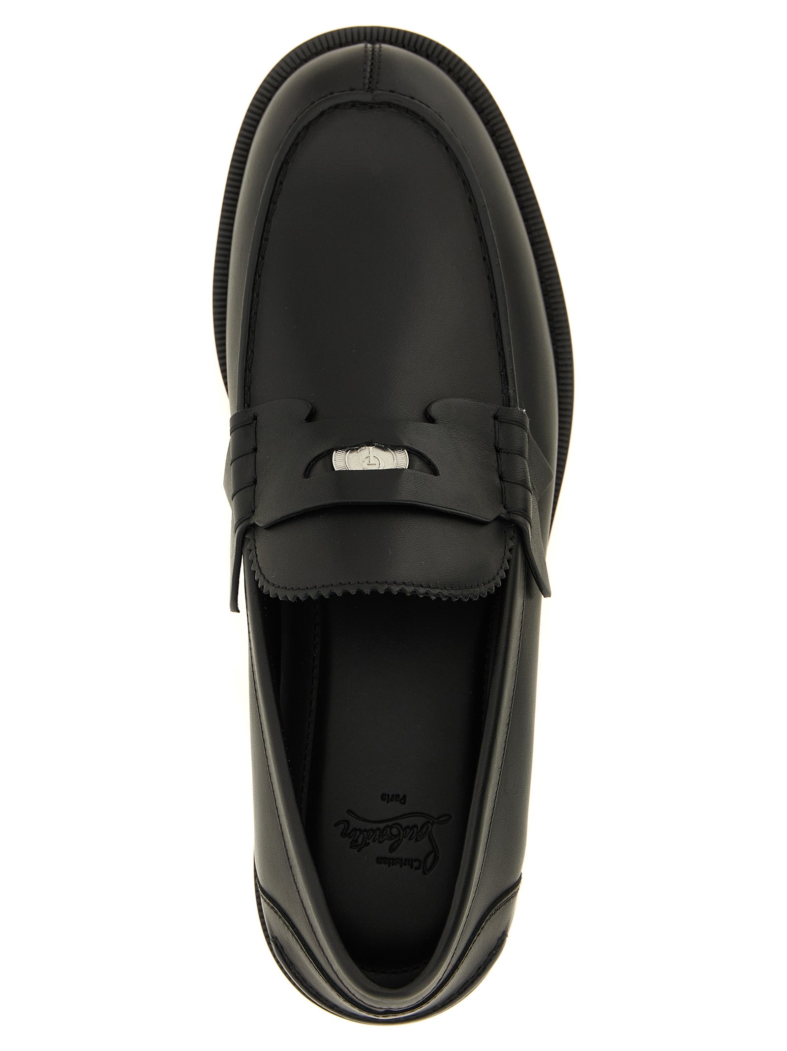 Christian Louboutin Black Calfskin Slip-On Loafers