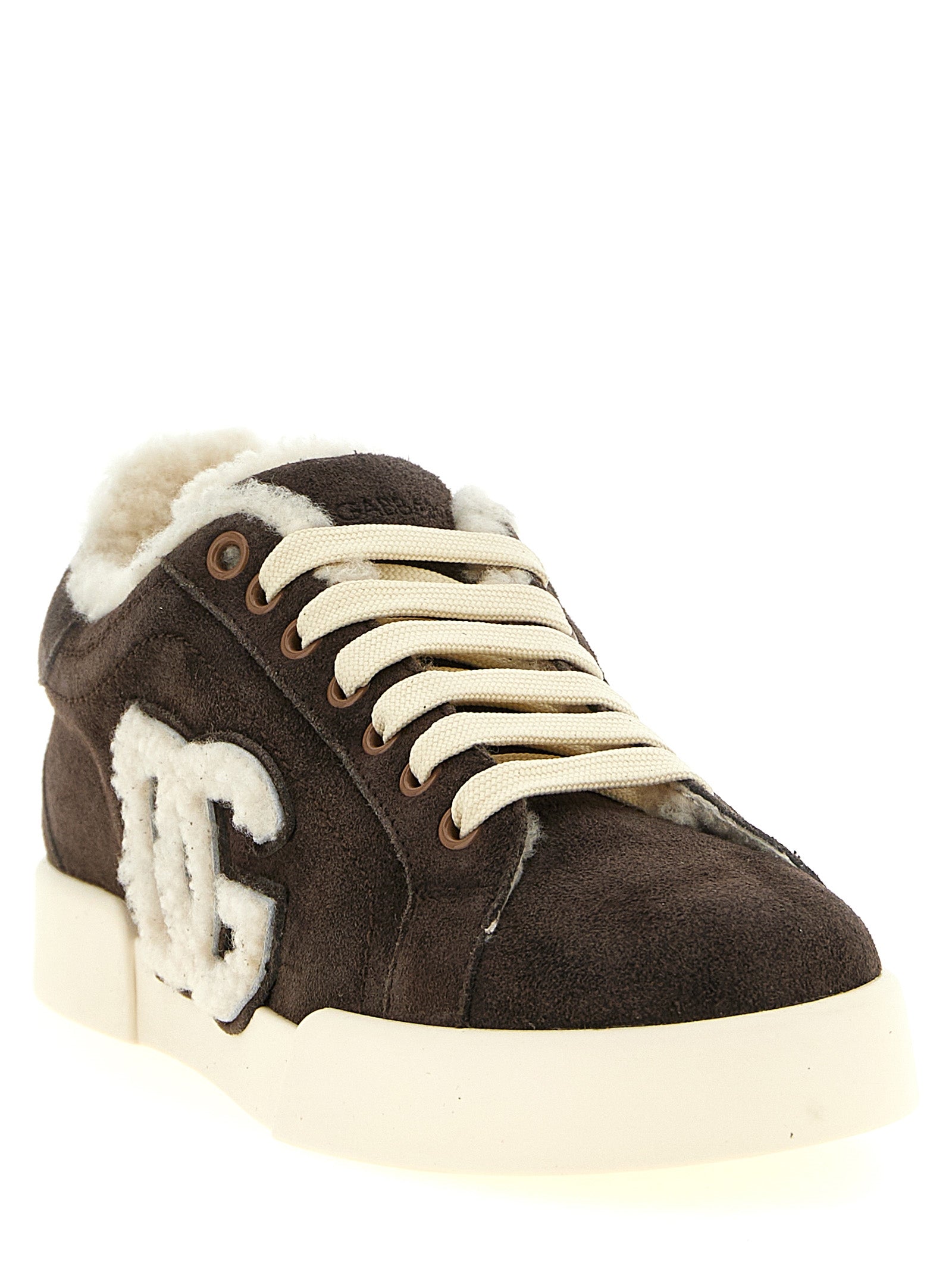 Dolce & Gabbana Brown Calfskin Low Top Sneakers