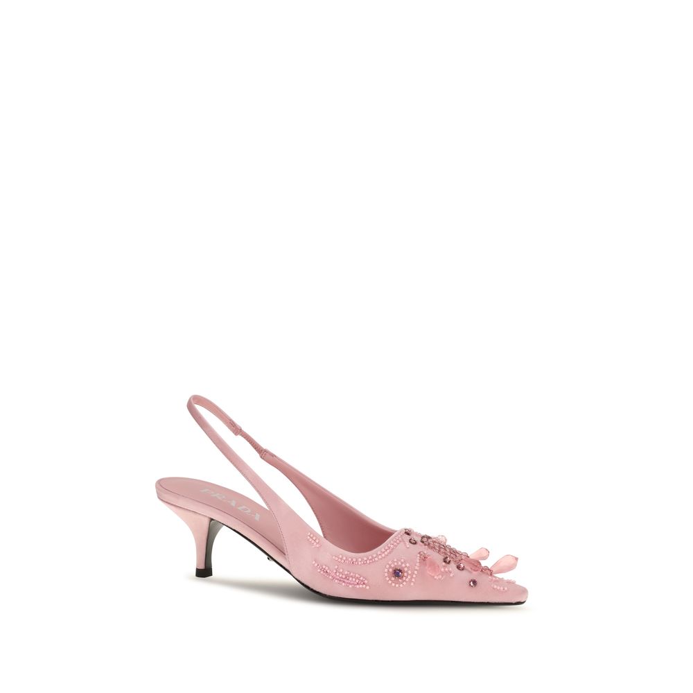 Prada Multicolor Satin Mid Heel Pumps