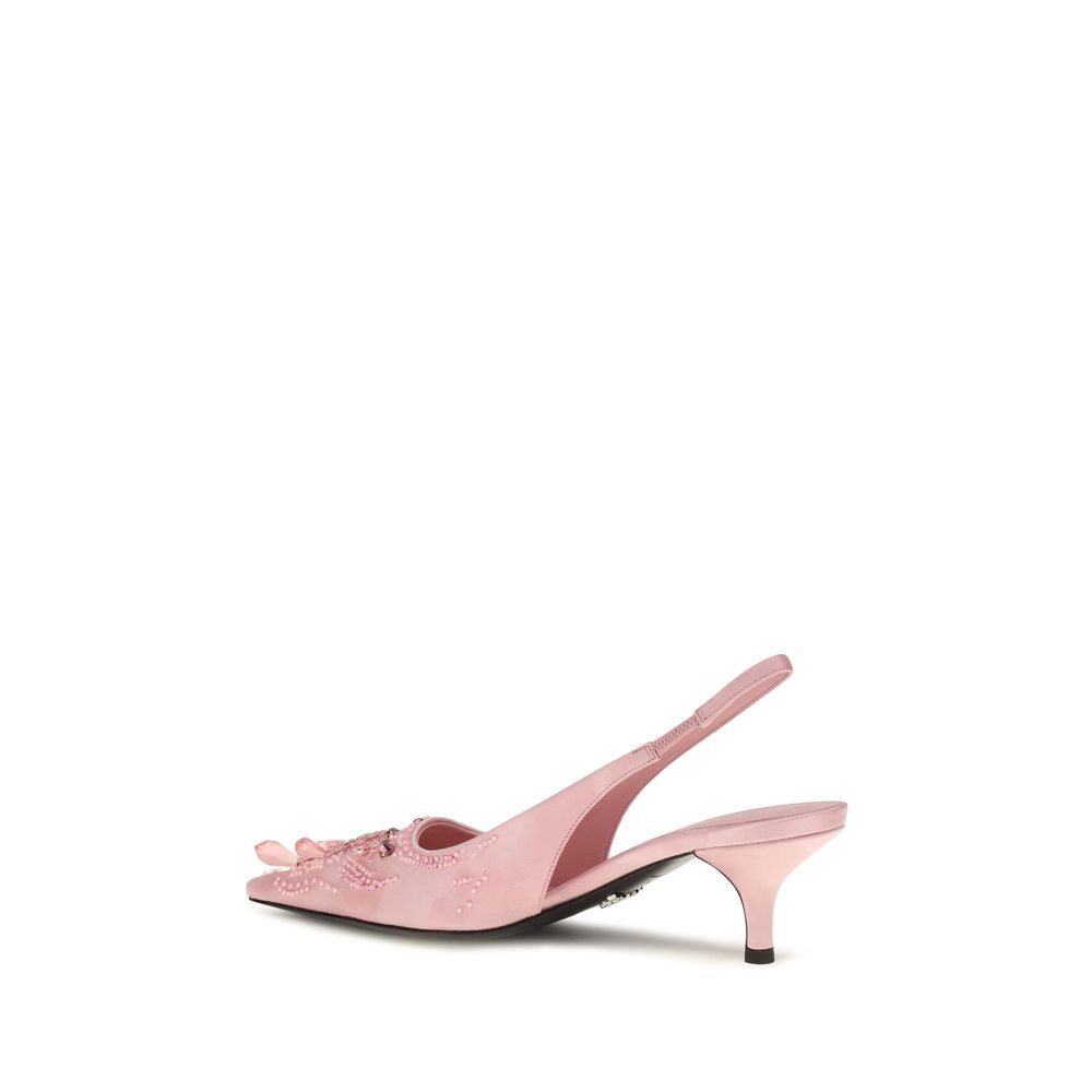 Prada Multicolor Satin Mid Heel Pumps