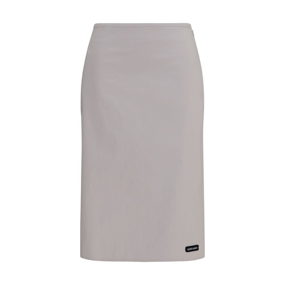 Miu Miu Gray Cotton Midi Skirt