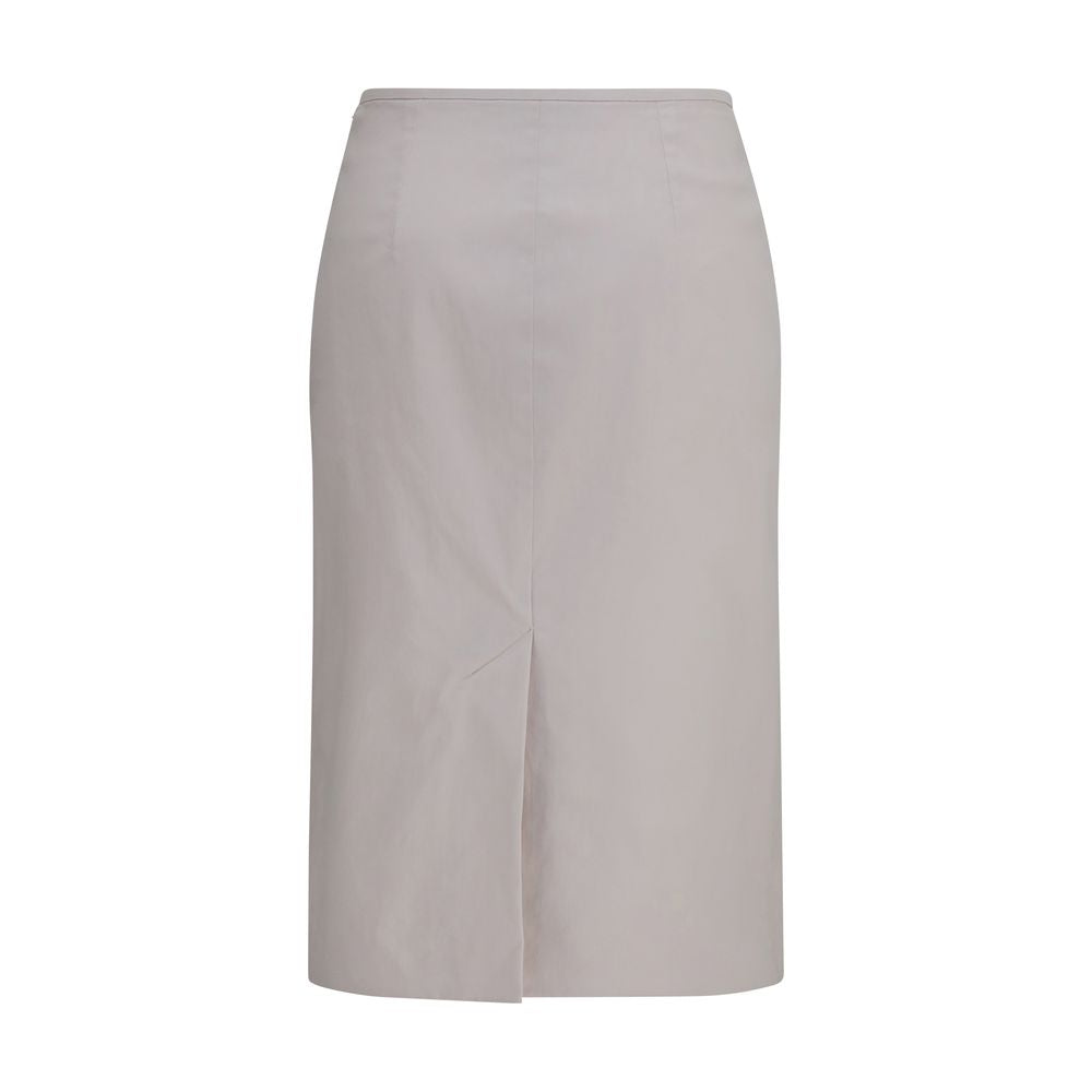 Miu Miu Gray Cotton Midi Skirt