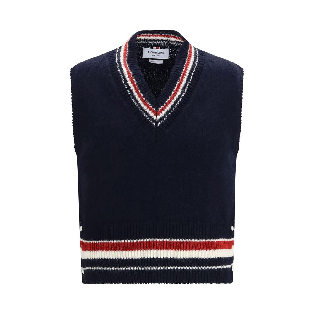 Thom Browne Blue Wool Oves Aries Sleeveles Sweater