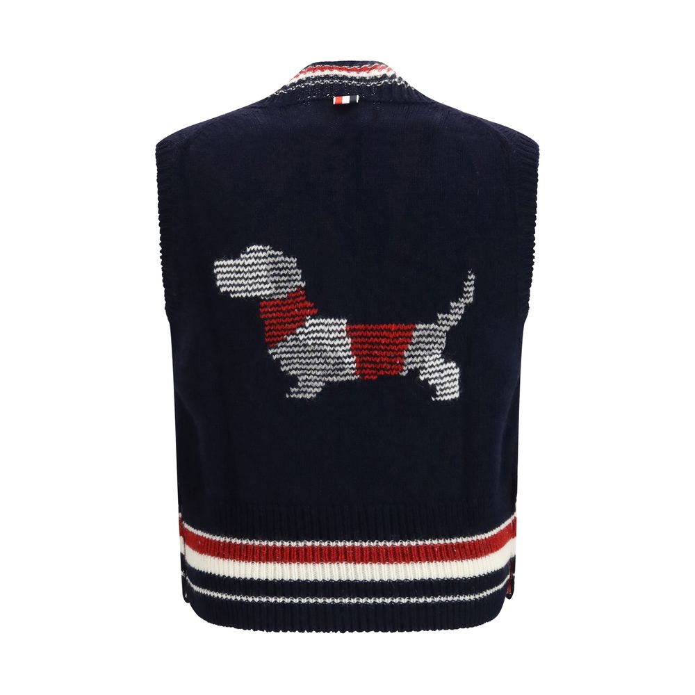 Thom Browne Blue Wool Oves Aries Sleeveles Sweater