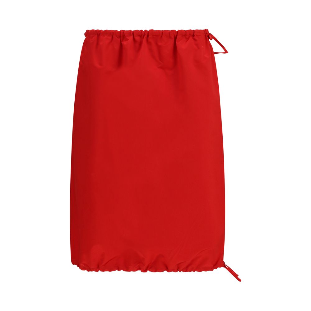 Prada Red Silk Midi Skirt