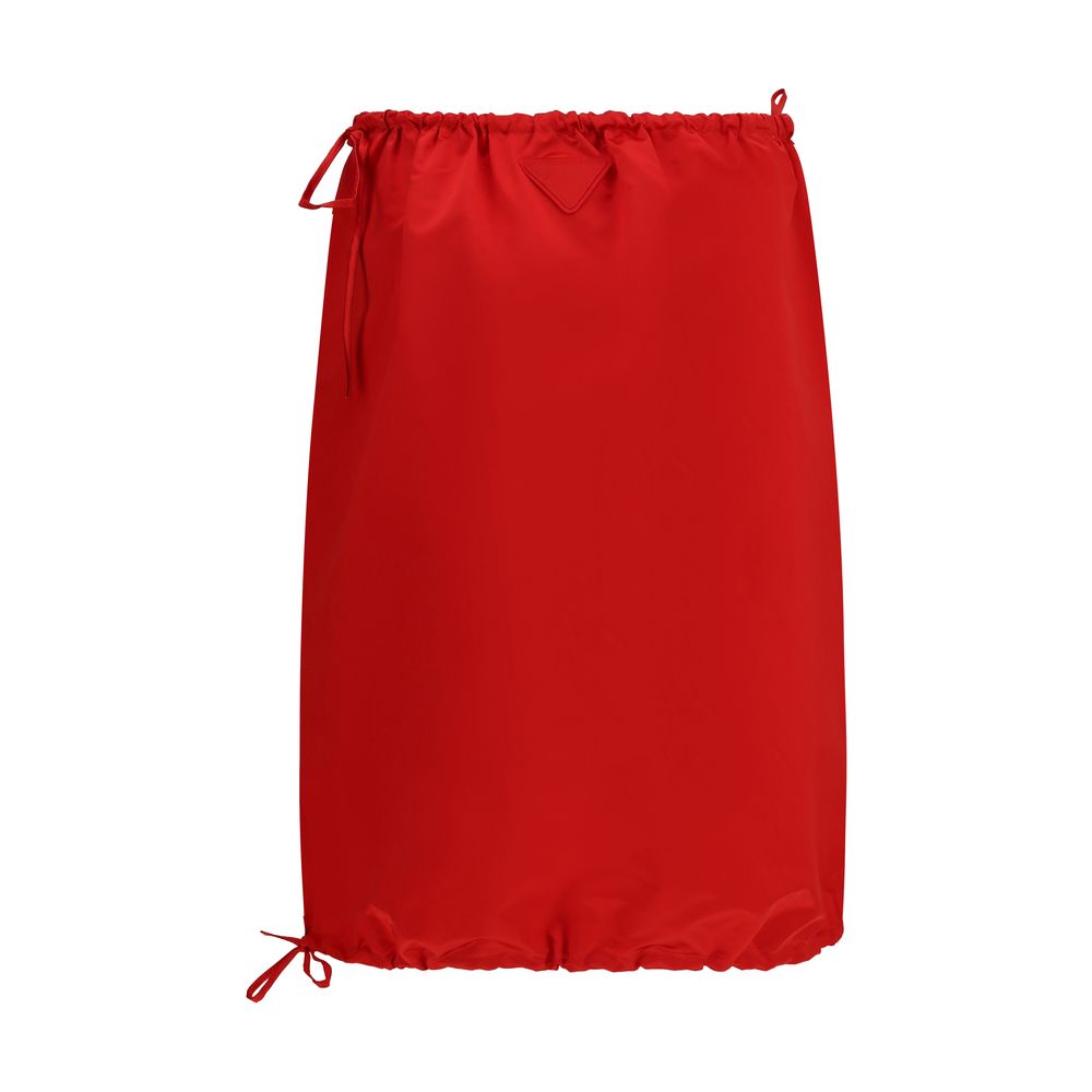 Prada Red Silk Midi Skirt