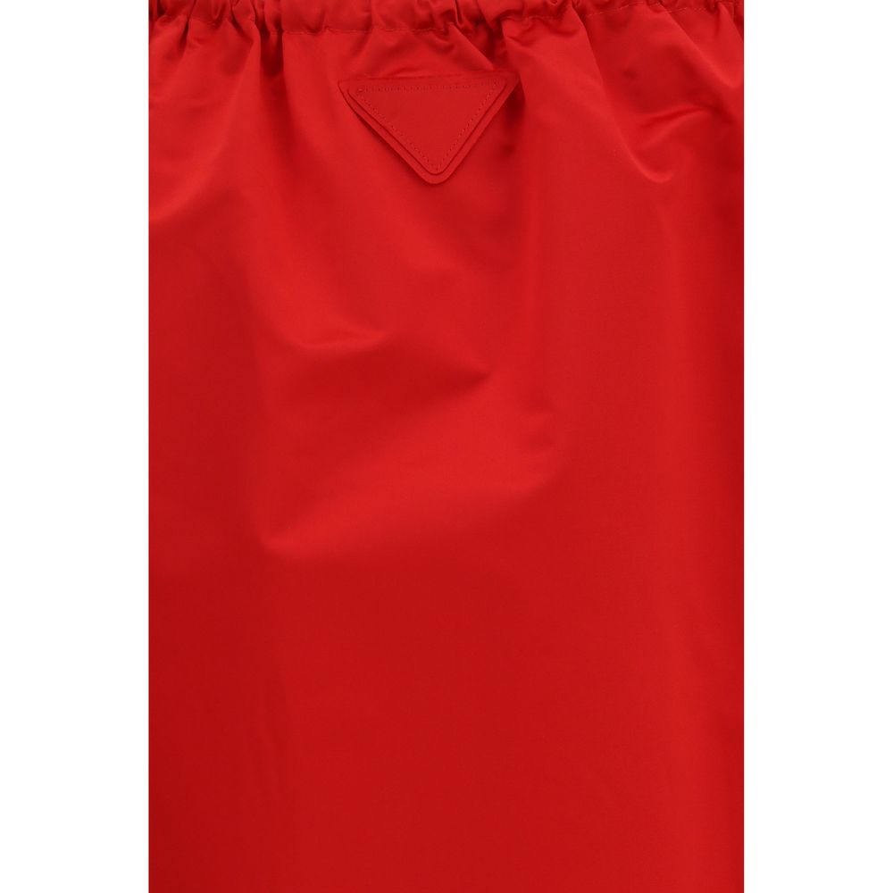 Prada Red Silk Midi Skirt