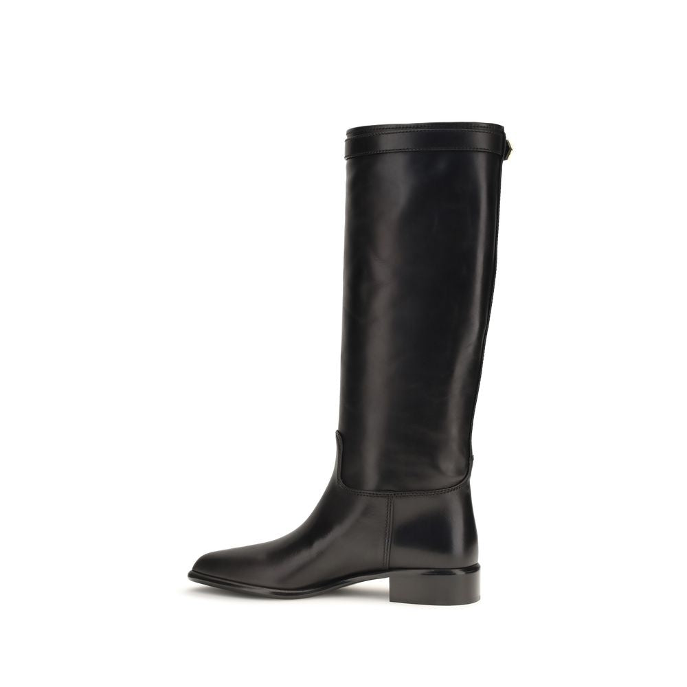 Prada Black Calf Leather Bos Taurus Ankle Boots