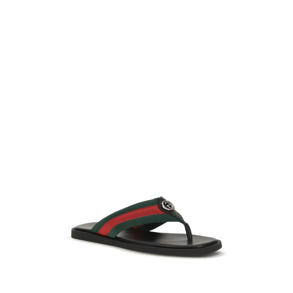 Gucci Black Nylon Flip-Flop Sandals