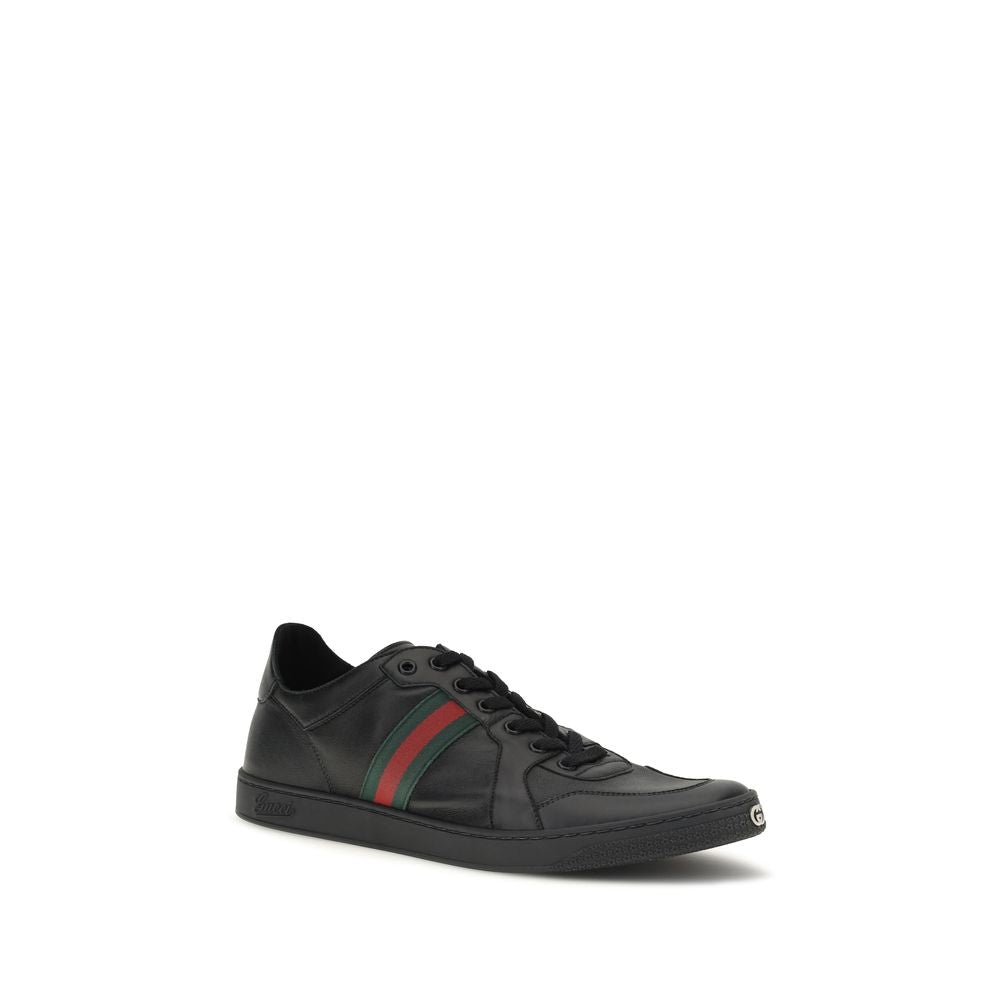 Gucci Black Calf Leather Bos Taurus Low Top Sneakers