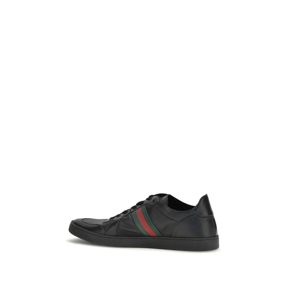 Gucci Black Calf Leather Bos Taurus Low Top Sneakers