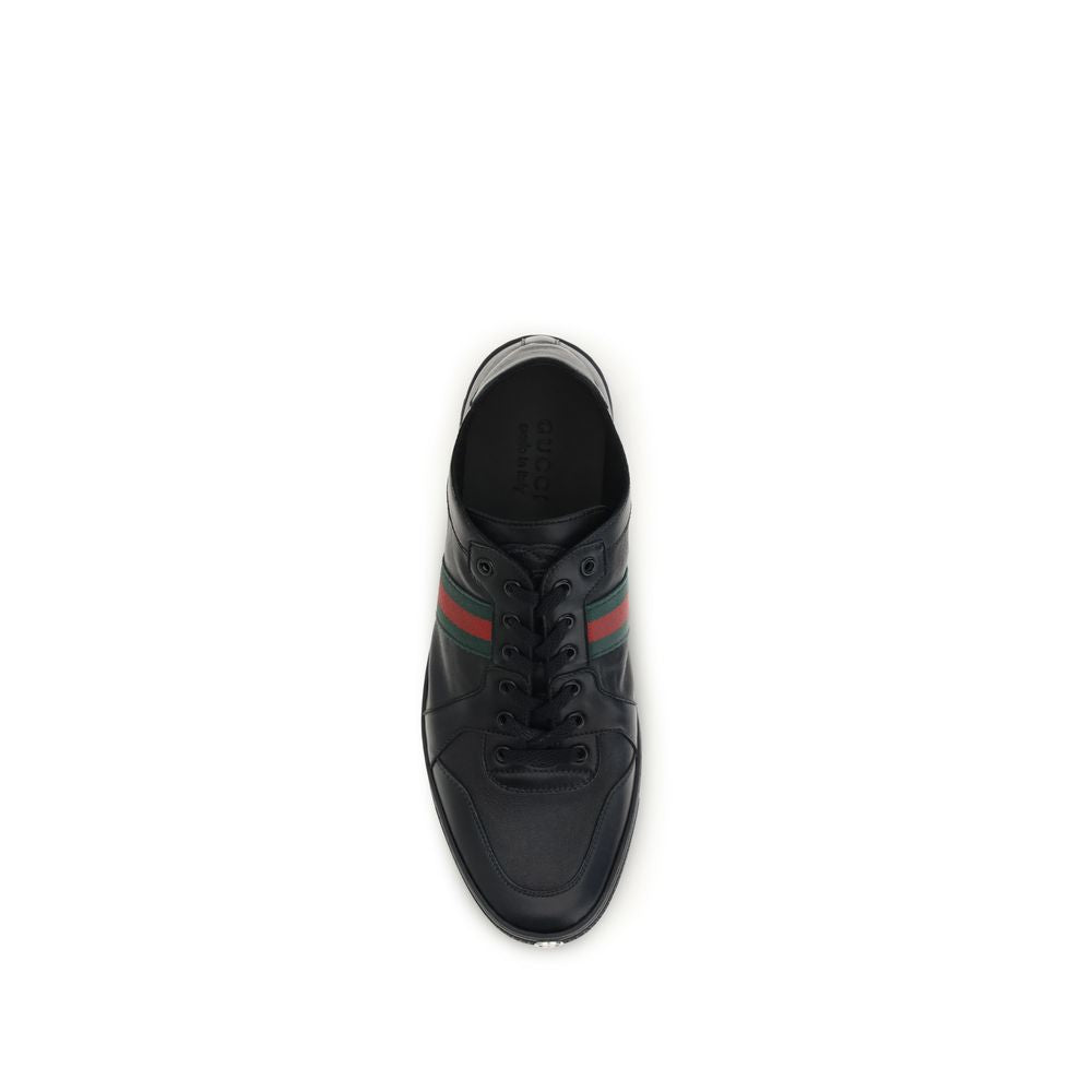 Gucci Black Calf Leather Bos Taurus Low Top Sneakers