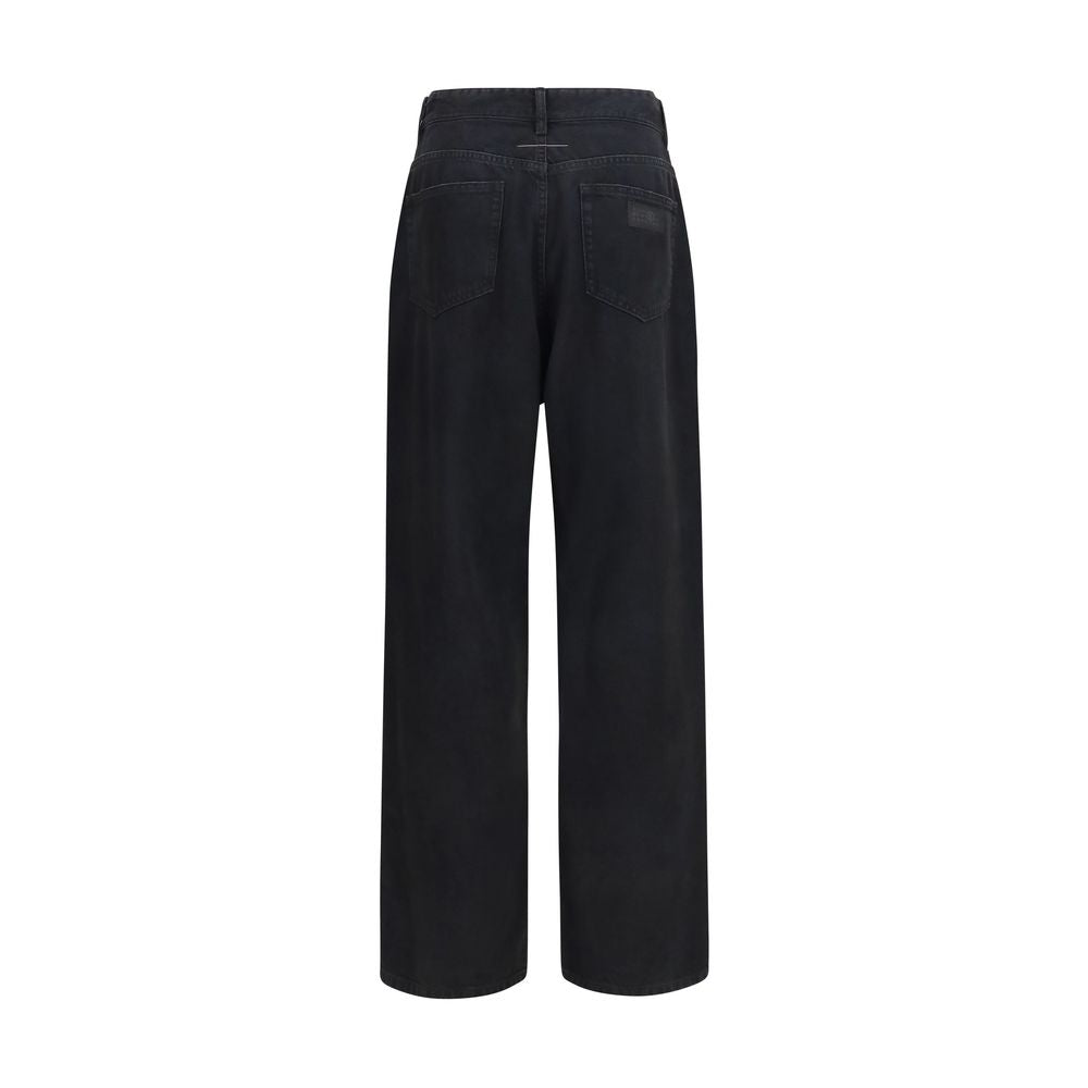 MM6 Black Cotton Relaxed Fit Jeans