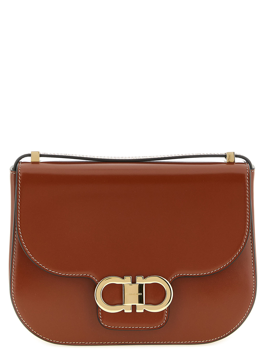 Ferragamo Brown Calfskin Crossbody Bag