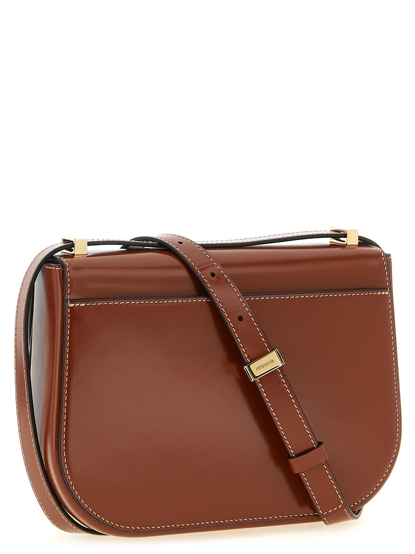 Ferragamo Brown Calfskin Crossbody Bag